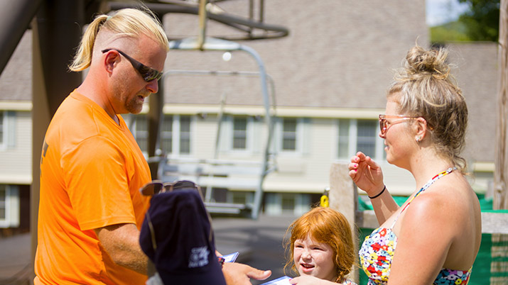 Summer employee talking to family